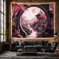 thumbnail image 6 of Moon Gate with Pagodas and Cherry Blossoms, Mystical Dreamy Japanese Inspired for Nature Lovers, Asian Landscape Wall Art, Housewarming Gift Tapestry Wall Hanging for Living Room and Bedroom, 6 of 7