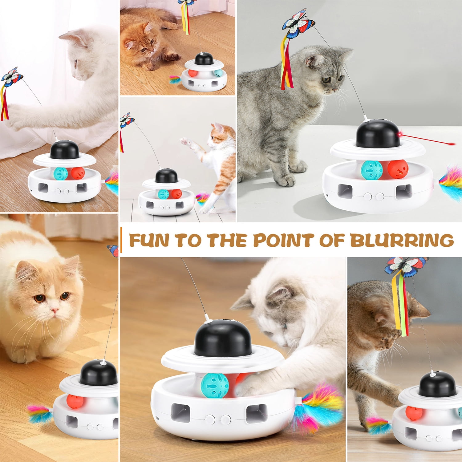 5-in-1 Interactive Cat Toy, Indoor Cat/Small Dog Exercise Fitness Chaser, Feline Ambush Trainer, Timer Function