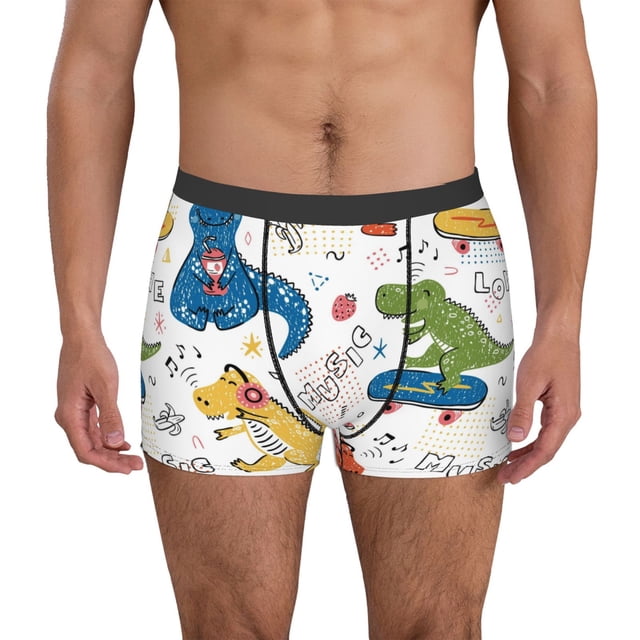 Balery Dinosaur Calzoncillos bóxer para hombre, ropa interior de algodón suave y transpirable con cinturilla de nailon-Medium