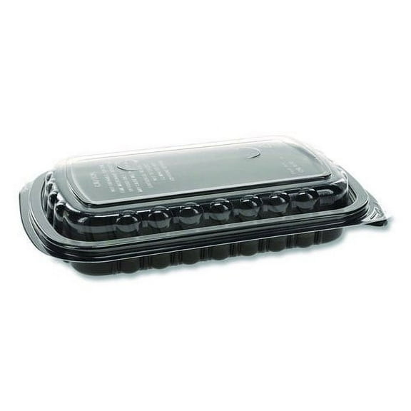 Pactiv MealMaster Rib Container, 10 x 7.1 x 2.1, Black/Clear, 90/Carton