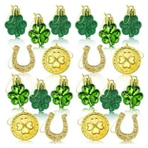 12Pcs St Patricks Day Decorations Shamrock Ornaments and Gold Coins for Tree, Clover Coins Hanging Decorations for Home School Office Irish Festival Party Supplies