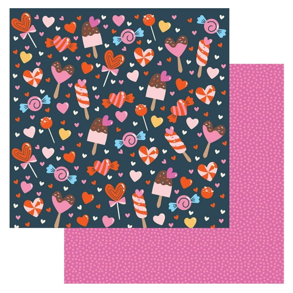 American Crafts Patterned Double-Sided Cardstock 12"X12"-Cutie Pie - Sweetheart