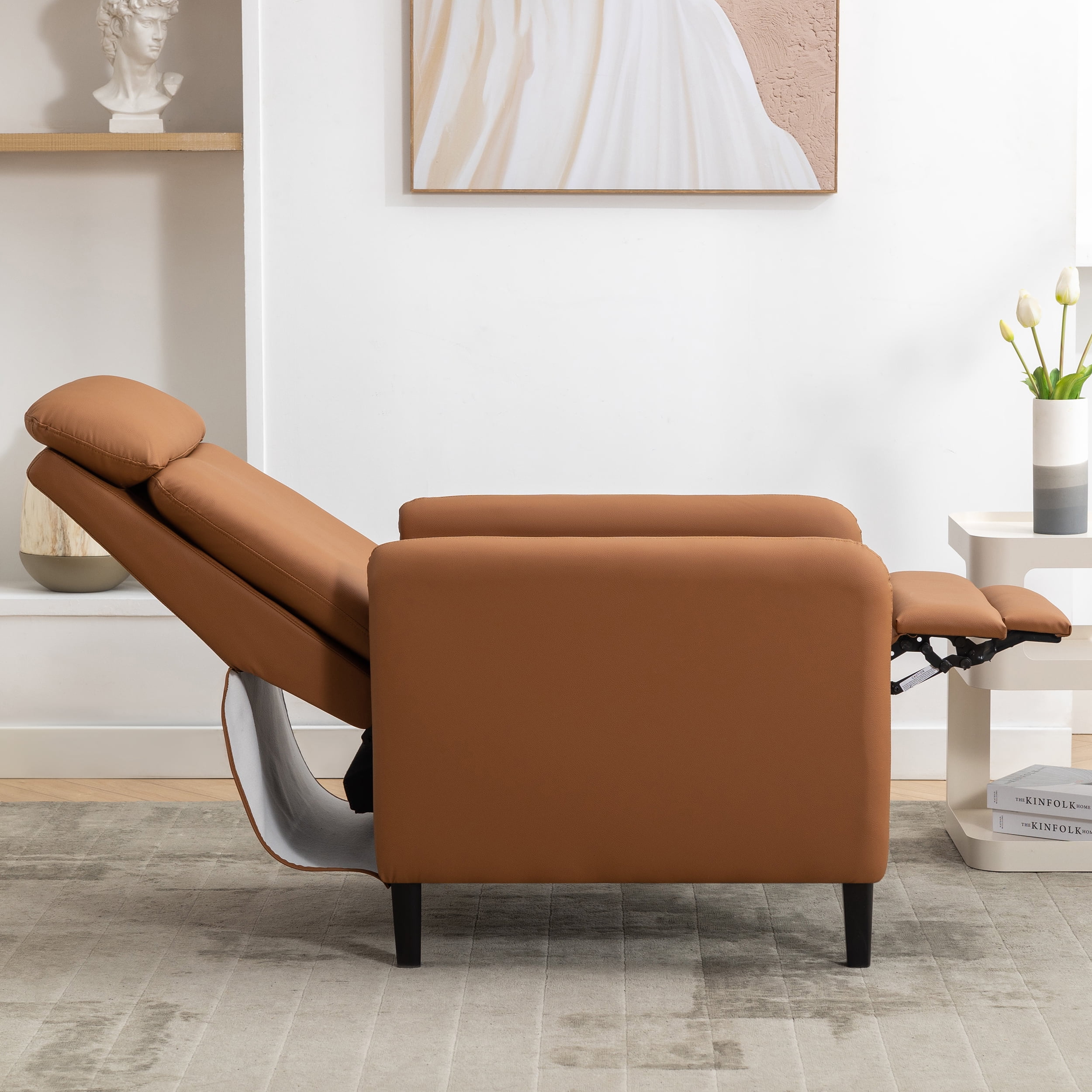 Aukfa Recliner Chair Adjustable Single Sofa Leather Lounge Chair for Living Room Bedroom,Burnt Orange