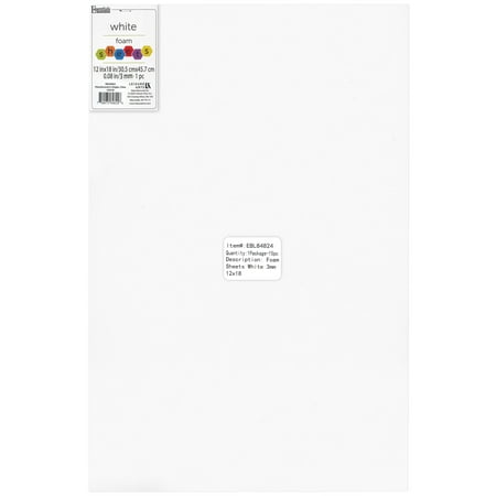 UPC: 0749075848246 | Essentials By Leisure Arts Arts Foam Sheet 12×18  3mm White 15pc