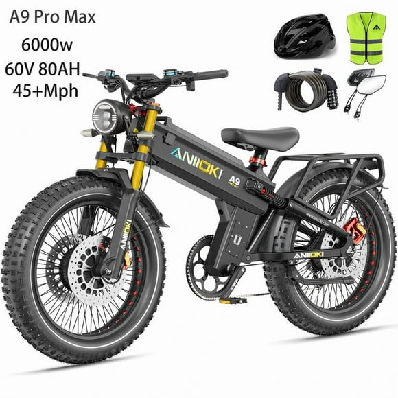 6000W(Peak)Dual Motor 45MPH Max Speed ANIIOKI A9 Pro Max Electric Bike for Adults,60V 80Ah Battery, 26"x4.8" Fat Tire, 200 Mile Range, Shimano 7-Speed,Off-Road Ebike UL2849