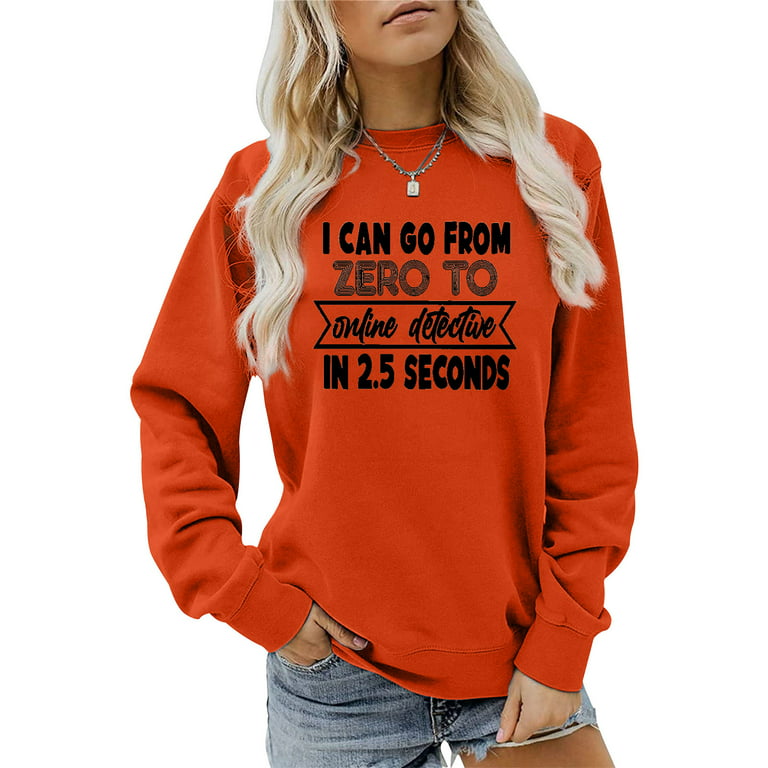 HAPIMO Savings Long Sleeve Shirts for Women Casual Loose Graphic Letter  Print Round Neck Raglan Pullover Tops for Leggings Orange XL 