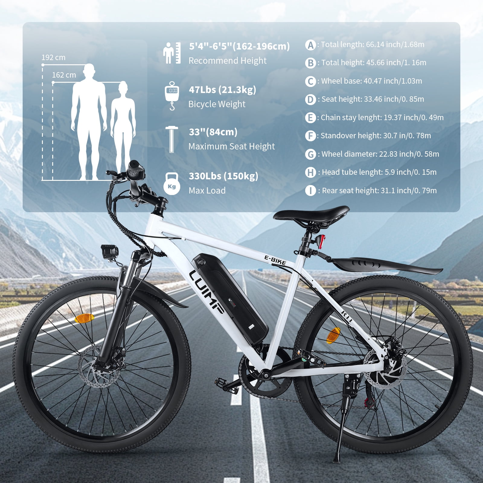 26" Electric Bike for Adults, 500W Ebike, 36V 10.4Ah Battery, 20MPH Electric Bicycles, Ebike for Adults, E Bike UL2849