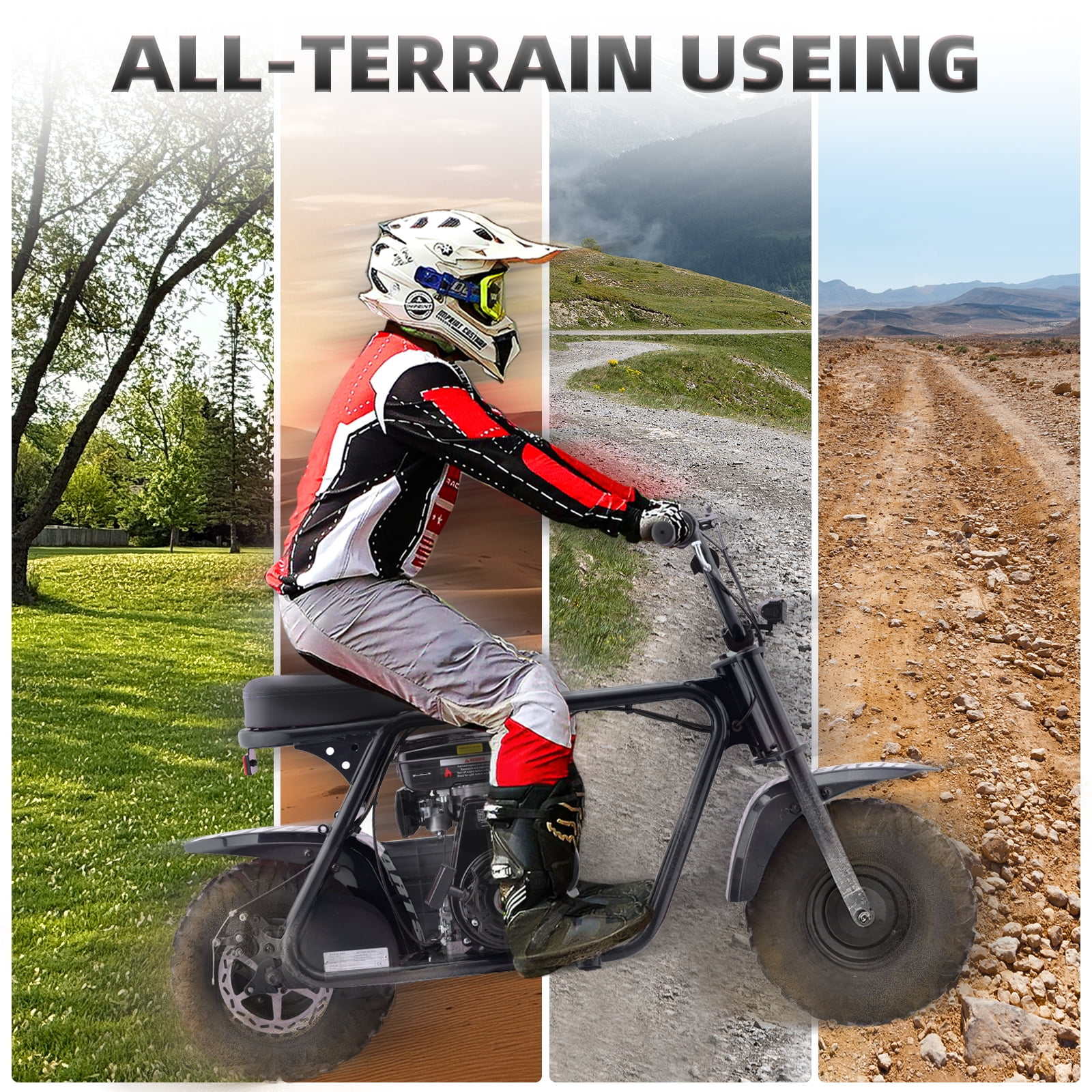 Aoemoe MB001 Gas Powered Mini Dirt Bike 99CC for Teens and Adults, 22MPH Off Road Motorcycle, Weight Support Up to 200 LBS - Black