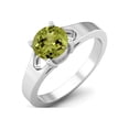 thumbnail image 2 of 925 Sterling Silver 6mm Round Shape Peridot Solitaire Valentines Day Gifts Ring for Women, 2 of 4