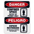 thumbnail image 1 of Confined Space Entry By Permit Only Bilingual Sign, OSHA Danger Sign, (SI-4081) 24x30 Reflective Aluminum EGP, 1 of 1