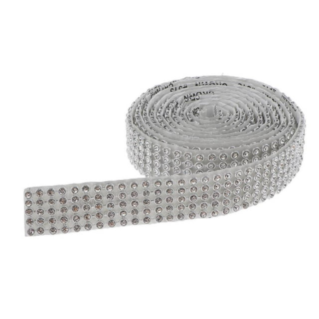 GUOOL 1 Rouleau 5 Rangées Ruban en Strass Diamant Rouleau d'Emballage en Maille Bricolage Artisanat Blanc