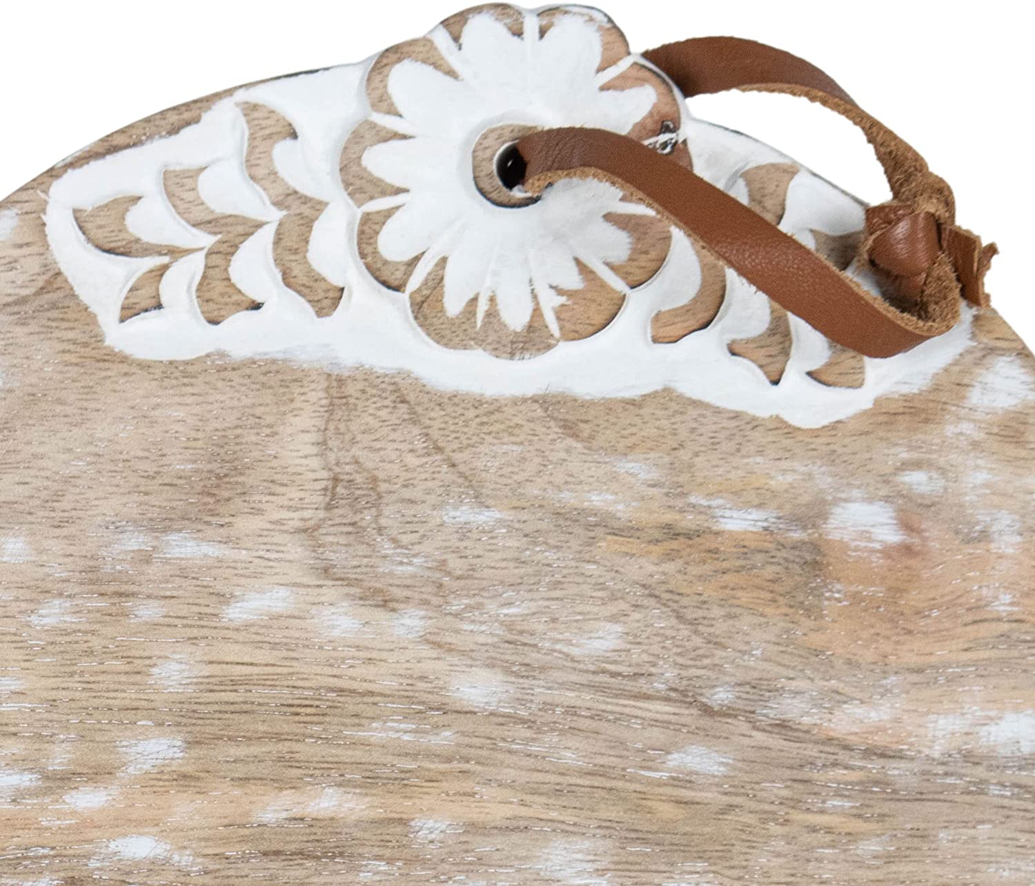 Foreside Home & Garden Small Round White Wood Cutting Board