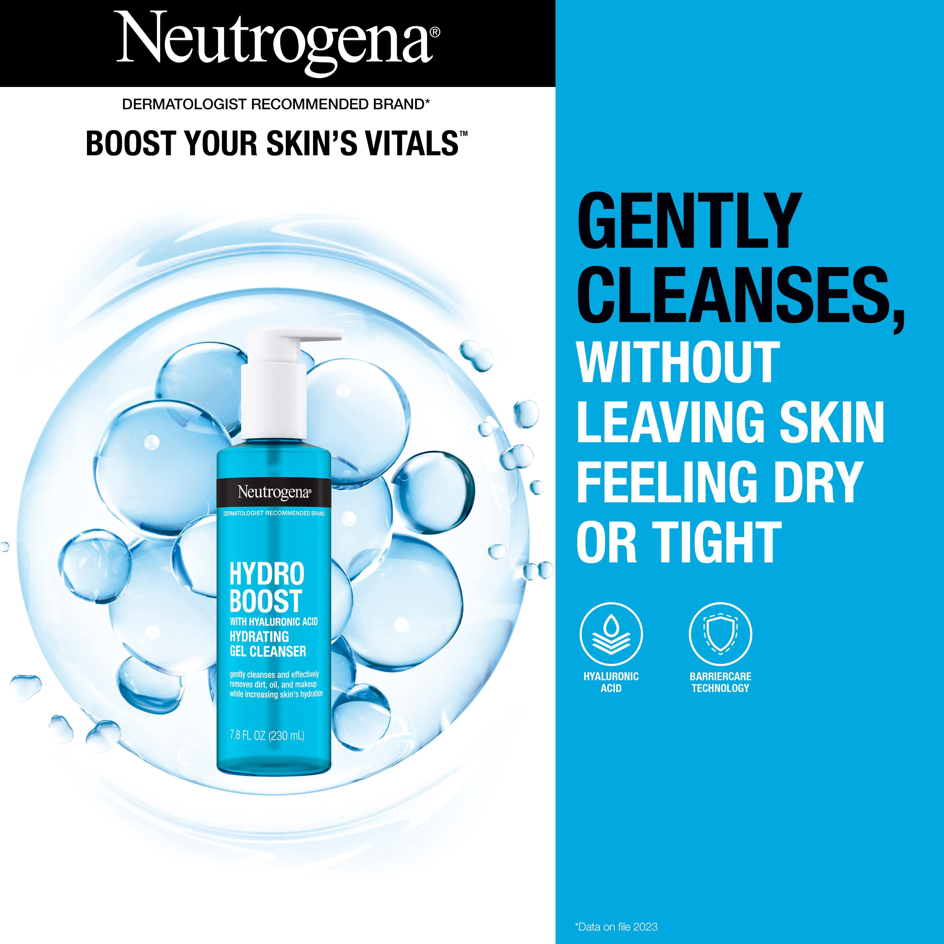 Neutrogena Hydro Boost Trifecta: Water Gel Facial Moisturizer, Gel Cleanser, & Makeup Remover Wipes, Set