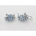 thumbnail image 3 of Faship Gorgeous Blue CZ Crystal Floral Pierced Clip Earrings, 3 of 4