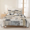 thumbnail image 3 of Twin Quilt Set 68''x86'', Grey Beige Abstract Lightweight Summer Bedspread Coverlet Set with 2 Pillow Shams, Watercolor Modern Geometric Breathable All Season Quilt Bedding for Dorm/Bedroom, 3 of 9