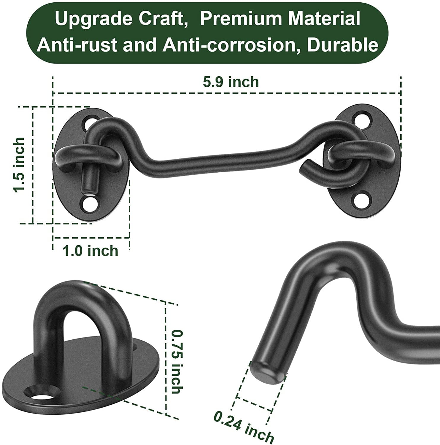 Buy Barn Door Latch, 4Inch Latch Hook Heavy Duty Solid Thicken