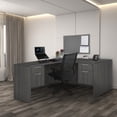 thumbnail image 2 of Romig Legacy 60 x 77 Inch L-Shaped Office Desk with Double Pedestal Drawer Unit, Durable Ash Grey Laminate, Scratch-Resistant Surface, and Spacious Design for Home and Professional Offices, 2 of 8