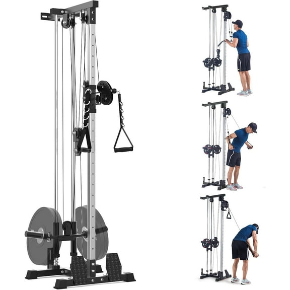 Luku LAT Pull Down Machine - Wall-Mounted Cable Workout Machine 400Lbs Weight Capacity, Dual Pulley System, 20 Height Adjustments, Compact Home Gym Cable Machine for Full Body Workout