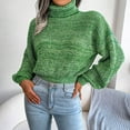 thumbnail image 6 of Womens Fall Fashion 2022! QLEICOM Sweaters for Women, Women's Fashion Casual Lantern Long Sleeve Turtleneck Knitted Sweater Turtleneck Sweater On Clearance, 6 of 6