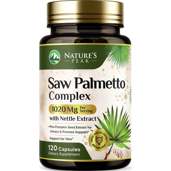 Saw Palmetto Prostate Health Supplements for Men 1000mg - 3X Strength with Pumpkin Seed, DHT Blocker Urinary Health and Prostate Support for Mens Health, Vegan, Non-GMO, Bottled in USA - 120 Capsules