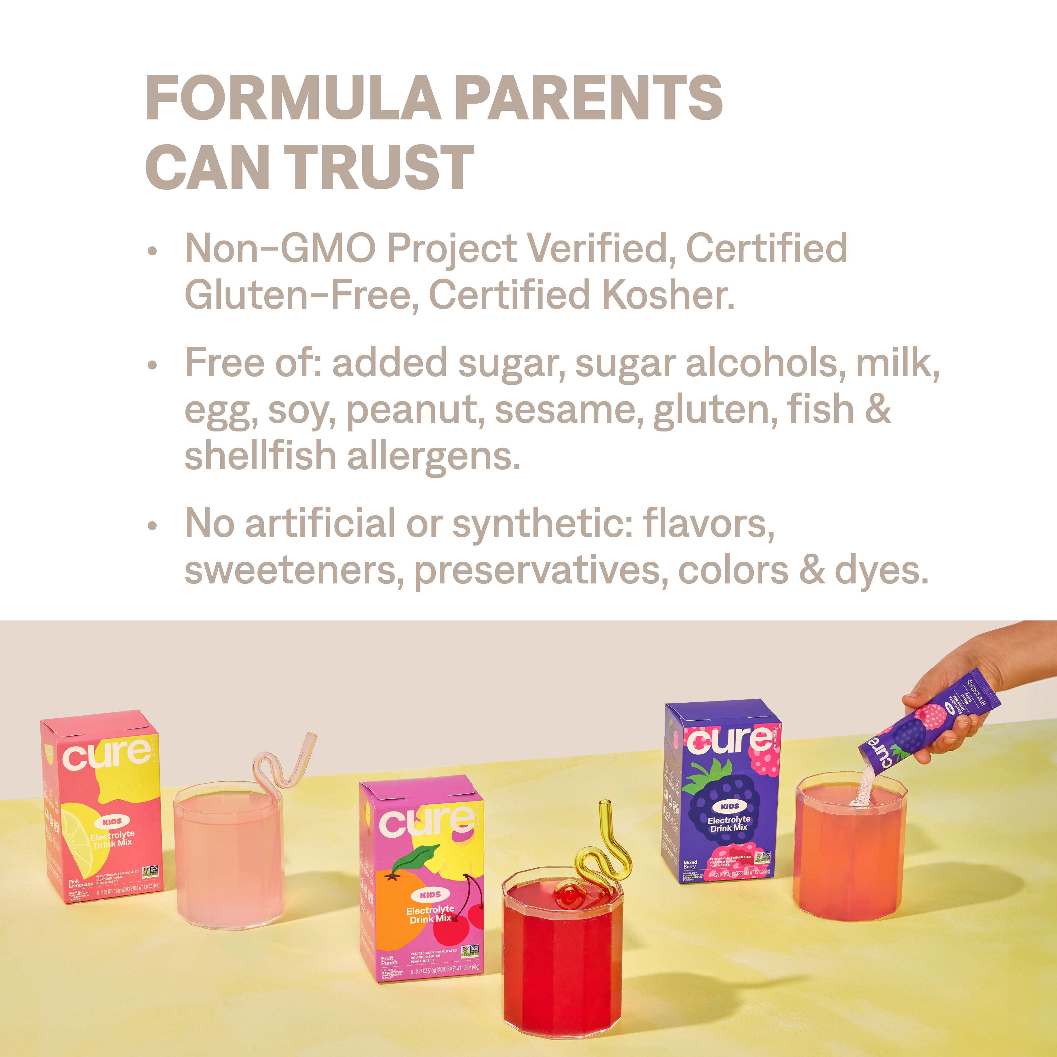 Cure Hydration Kids Flavored Coconut Water Electrolyte Drink Mix, 6 Count, Fruit Punch, FSA and HSA eligible