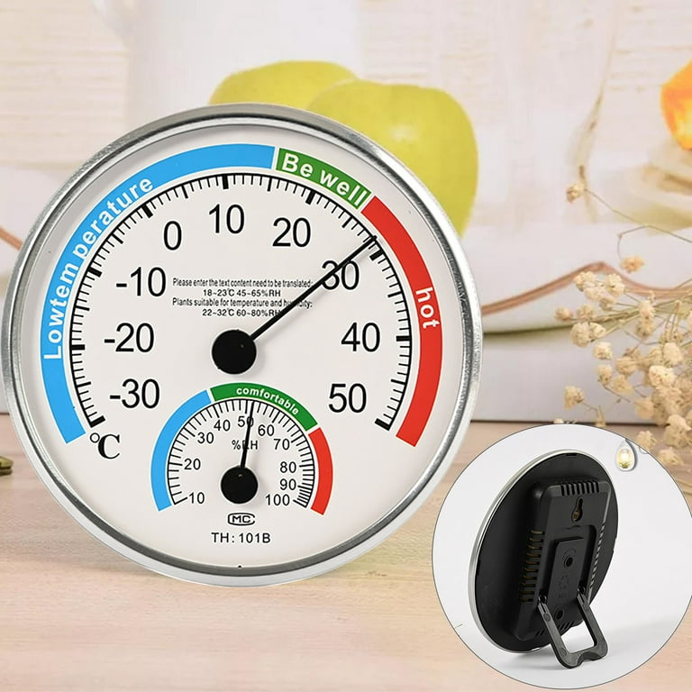 Zilloden Indoor Outdoor Thermometer Wireless, Mini Hygrometer  for Car, Greenhouse, Baby Room, Freezer, No Battery Required Hanging Analog  2 in 1 Temperature Humidity Monitor Gauge, White & Black : Patio, Lawn