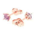thumbnail image 2 of 0.2 ct Push-Back Stud Earrings for Women | 3.0mm Round Cut Simulated Pink Diamond | 18K Rose Gold, 2 of 5