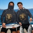 thumbnail image 7 of SEANATIVE Men's Fishing Shirt UV Protection Long Sleeve Fishing Hoodie Long Sleeve Breathable Hooded Casual Top Athletic Wear for Outdoor Camping Running, S, Lion Print Gray, 7 of 7