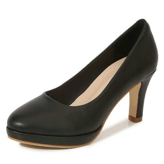 kkdom Women High Heels Pumps Round Toe Classic Platform Pump Black Size 9