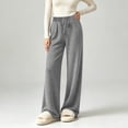 thumbnail image 6 of Gytharion Ribble Knitted Lounge Pants for Women Soft Comfy Slacks with Pockets Solid Casual Drawstring High Waisted Straight Leg Trousers, 6 of 8