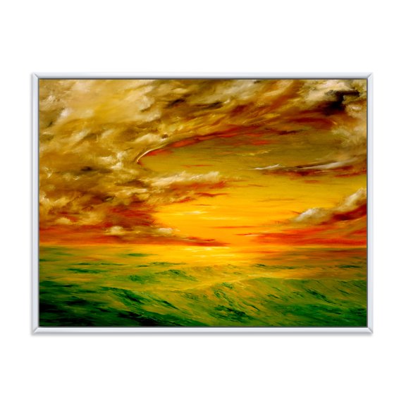 Designart 'Colorful and Bright Sunset At Santa Rosa California' Farmhouse Framed Canvas Wall Art Print