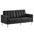 thumbnail image 1 of Modway Causeuse de Salon Capitonnée en Cuir Végane pour Loft, Argent et Noir, 1 of 8