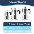 thumbnail image 4 of Italian Aluminum Mocha Pot, Octagonal European Coffee Maker, Stovetop Espresso Pot for Traditional Coffee Brewing, 6-Cup Aluminum Coffee Pot for Home, Durable Mocha Pot for Induction and Gas Stove, 4 of 6
