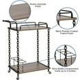 thumbnail image 4 of Light Oak Wood Kitchen Server/Bar Cart with 3 Bottle Compartment, 4 of 7