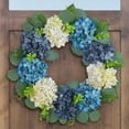 thumbnail image 5 of Hydrangea Wreath for Front Door, Flower Wreaths Floral Large 16" Blue White Hanging Spring Summer Wreaths Farmhouse Wreath, 5 of 8