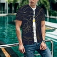 thumbnail image 6 of Uemuo Copper-Gold Gloss Outline Flower Print Mens Polo Shirts Baseball T-shirt Performance Short Sleeve Golf Shirt Moisture Wicking Athletic Casual Collared T-Shirt-Large, 6 of 7