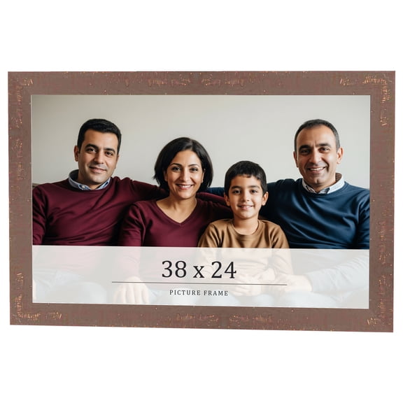 38x24 Distressed Brown Real Wood Picture Frame Width 1.25 inches | Interior Frame Depth 0.5 inches
