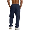 thumbnail image 3 of CCRFTGI Men's Pants Workout Big and Tall Hiking Pants Active Elastic Waist Drawstring Joggers for Men Lightweight Jogger Pant with Pockets Navy L, 3 of 6