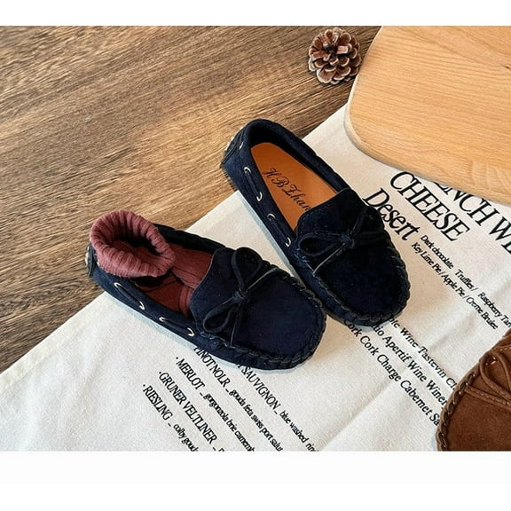 ZHOGXU Big Girls Boys Sneakers Soft Sole Non Slip Solid Color Bow Design Comfortable Breathable Shoes For Casual Daily Wear Blue 0-1 Years