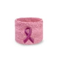 thumbnail image 3 of Couver Pink Breast Cancer Awareness Ribbon Embroidery Wristband(Wrist Sweatband) -1 Pair, 2.5" Light Pink/Purple Ribbon, 3 of 12
