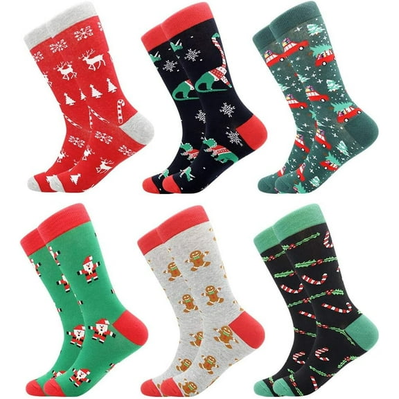 Christmas Socks for Men,6 Pairs Mens Christmas Socks,Holiday Sock Christmas Gifts for Men