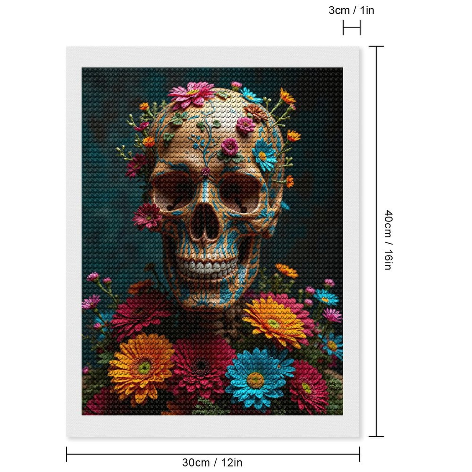 Diamond Art Kits for Adults, Floral Skull Art Vibrant Design 5D Diamond Painting Kits for Adults Beginners, DIY Full Drill Diamond Painting, Gem Art and Crafts 12x16