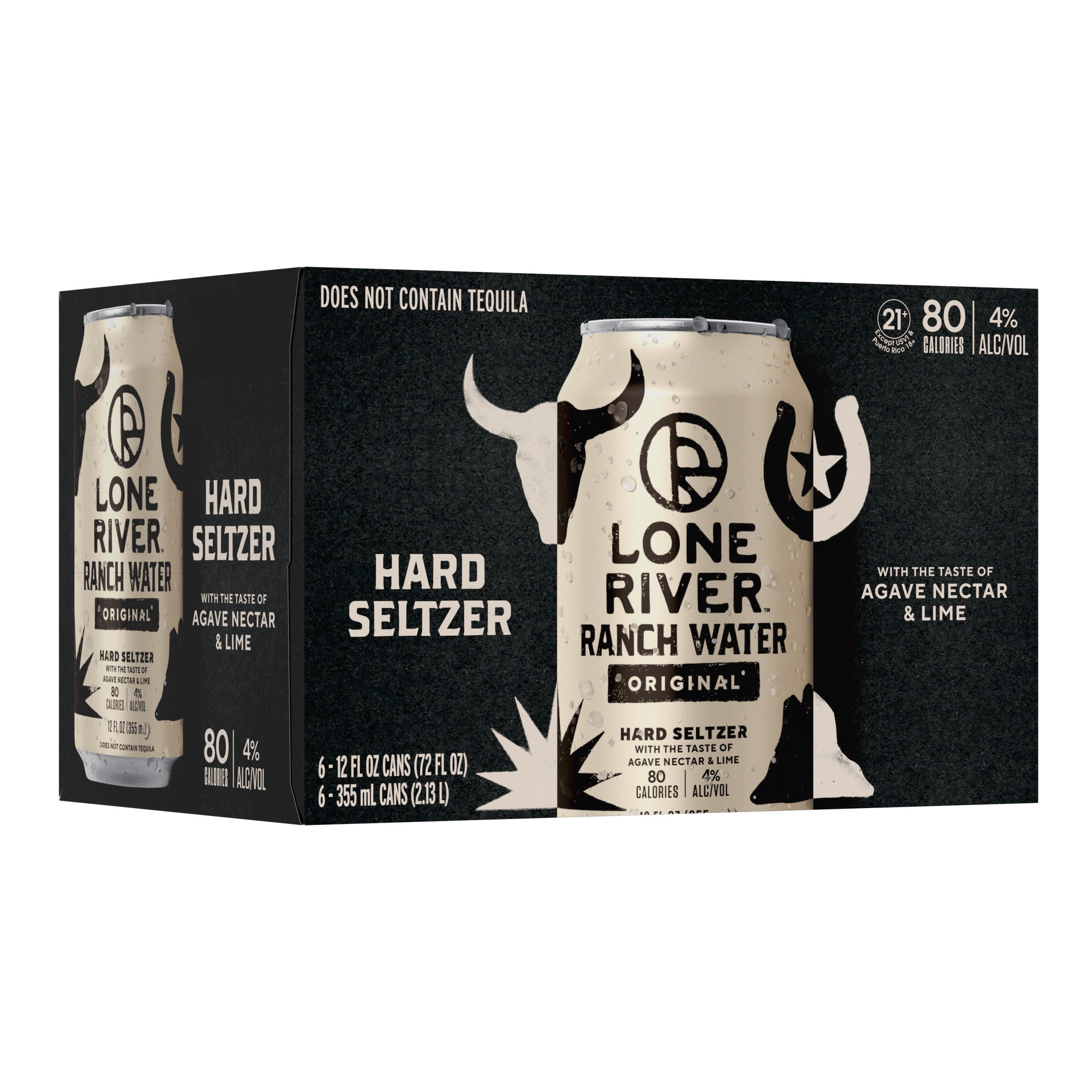 Lone River Ranch Water Original Hard Seltzer, 6 pack cans, 12 fl oz, 4% ABV