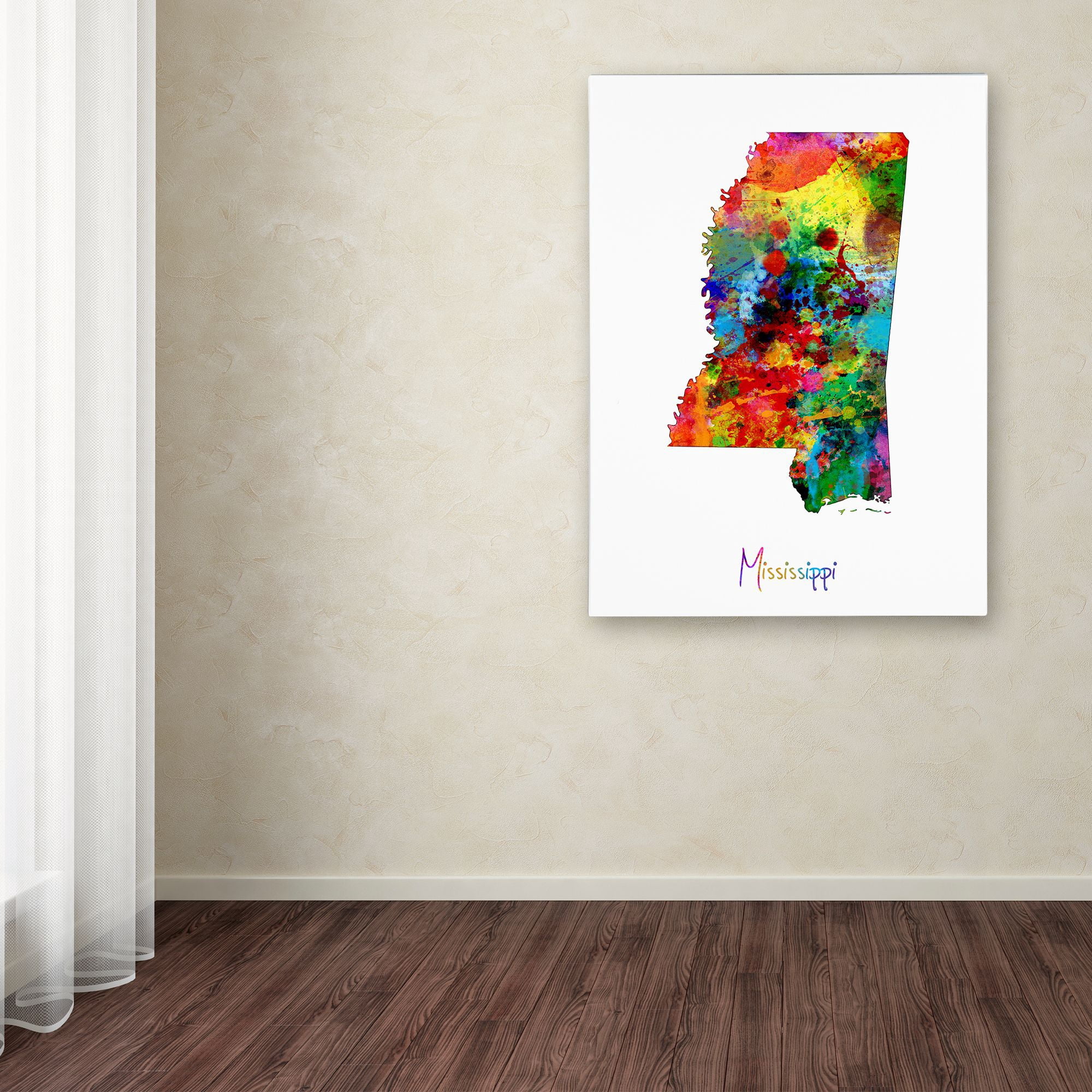 Trademark Fine Art "Mississippi Map" Canvas Art by Michael Tompsett