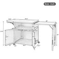 thumbnail image 7 of 64" Outdoor Kitchen Cabinets, Side Kitchen Storage Island with Foldable Side Tabletop and Rack, Wicker Outdoor Grill Cart with 2 Doors for BBQ, Patio, Backyard, Matte Black, 7 of 7