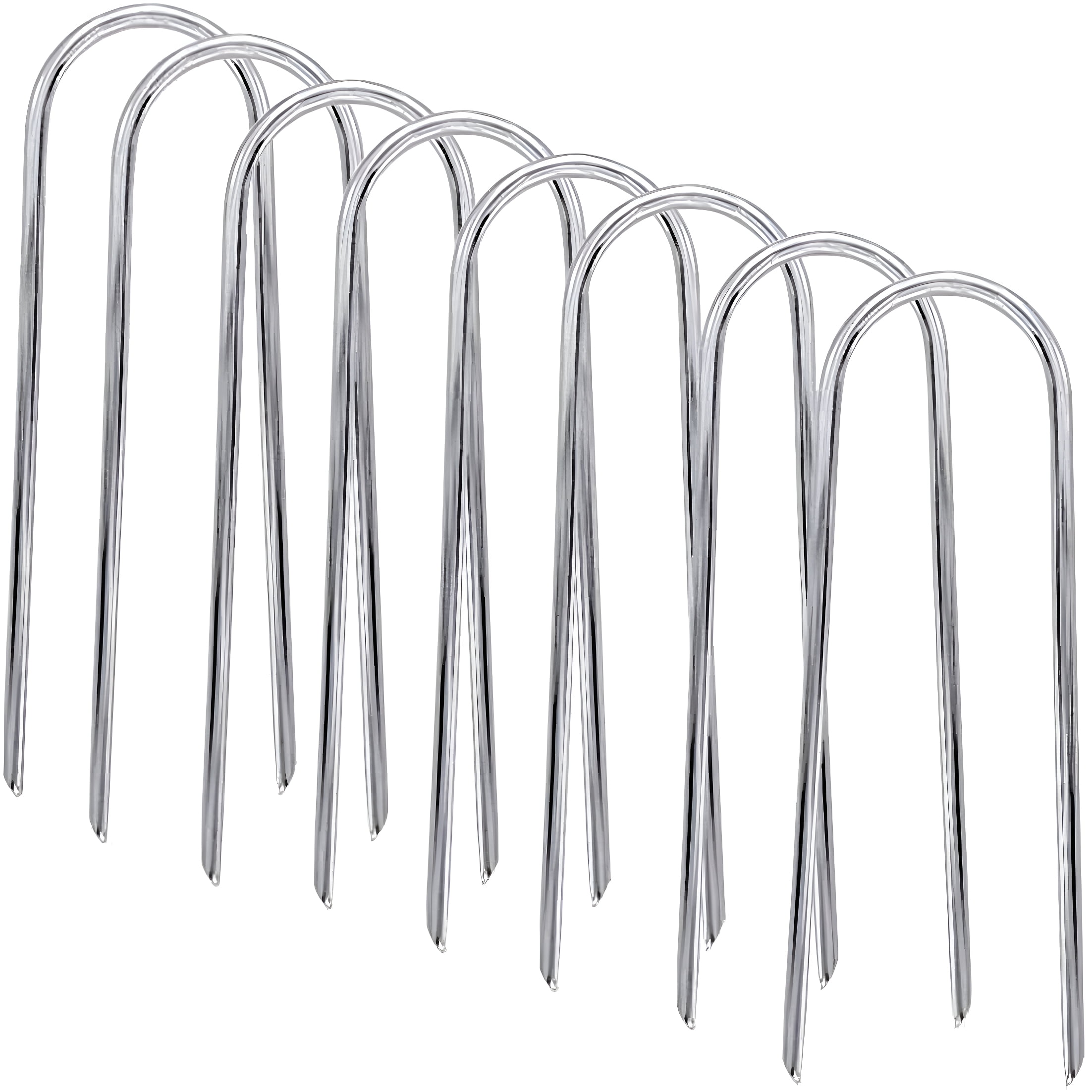 ZHZFKQ Trampolines Wind Stakes Heavy Duty U Type Sharp Ends Safety Ground Anchor Galvanized Steel for Soccer Goals, Camping Tents and Huge Garden Decoration - 8pcs