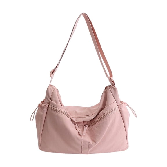 Solid Color Large Capacity Crossbody Bag, Multi-Pocket Commute Shoulder Bag, Lightweight Nylon Women Purse, Casual Fashion Organizer, Holiday Utility Gift