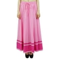 thumbnail image 5 of Bimba Women's Long Maxi Skirt With Contrast Border Boho Skirt With Elastic Waist, 5 of 8