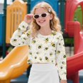 thumbnail image 2 of DISNIMO Girls Crop Tops Bee Print Long Sleeve Cropped Sweatshirt for Teens Kids Casual Crew Neck Pullover Tops Fashion T Shirts, 2 of 7