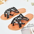 thumbnail image 4 of Ataiwee Women's Flat Slide Sandals - Casual Comfort Braided Multiple Cross Pinstripe Flat Summer Sandals., 4 of 6